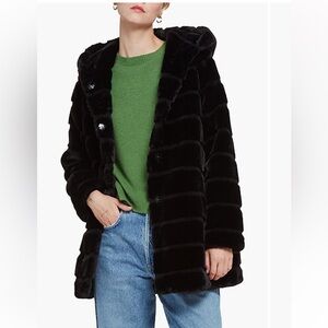 Apparis hazel faux fur coat navy blue